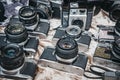 Selection of old film cameras on sale at Portobello Road Market,